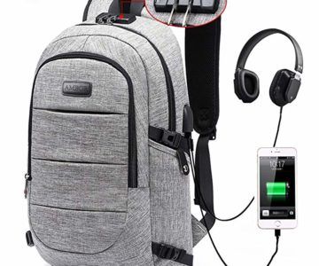 Waterproof Locking Laptop Backpack with charging and headphone ports for $18.89 (normally $60)