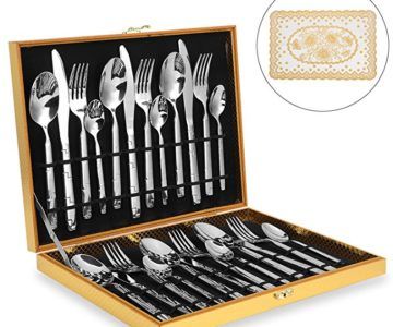 24 Piece Silverware Set with Luxury Box and 6 Placemats for only $16.49