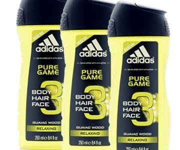 50% OFF 3-Pack of Adidas Pure Game 3-in-1 Shower Gel, Shampoo & Face Wash